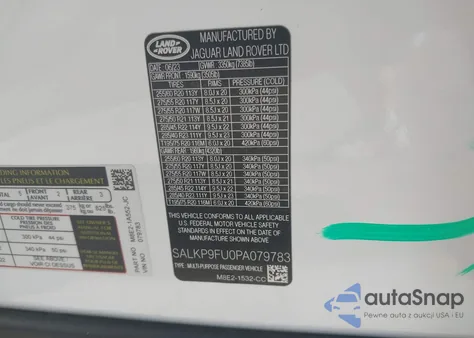 2023 Land Rover Range Rover P400 Se z USA, uszkodzony, nr VIN SALKP9FU0PA079783